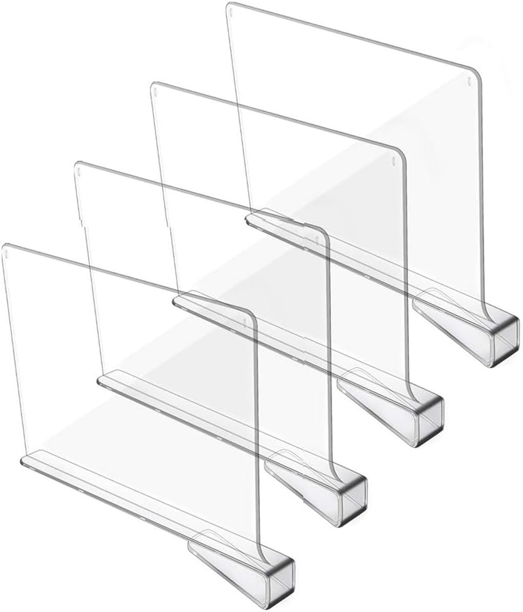 Plankverdelers Kast - Kast Organizer - Creëer Orde - Set van Vier - 32 x 27 cm - Transparant