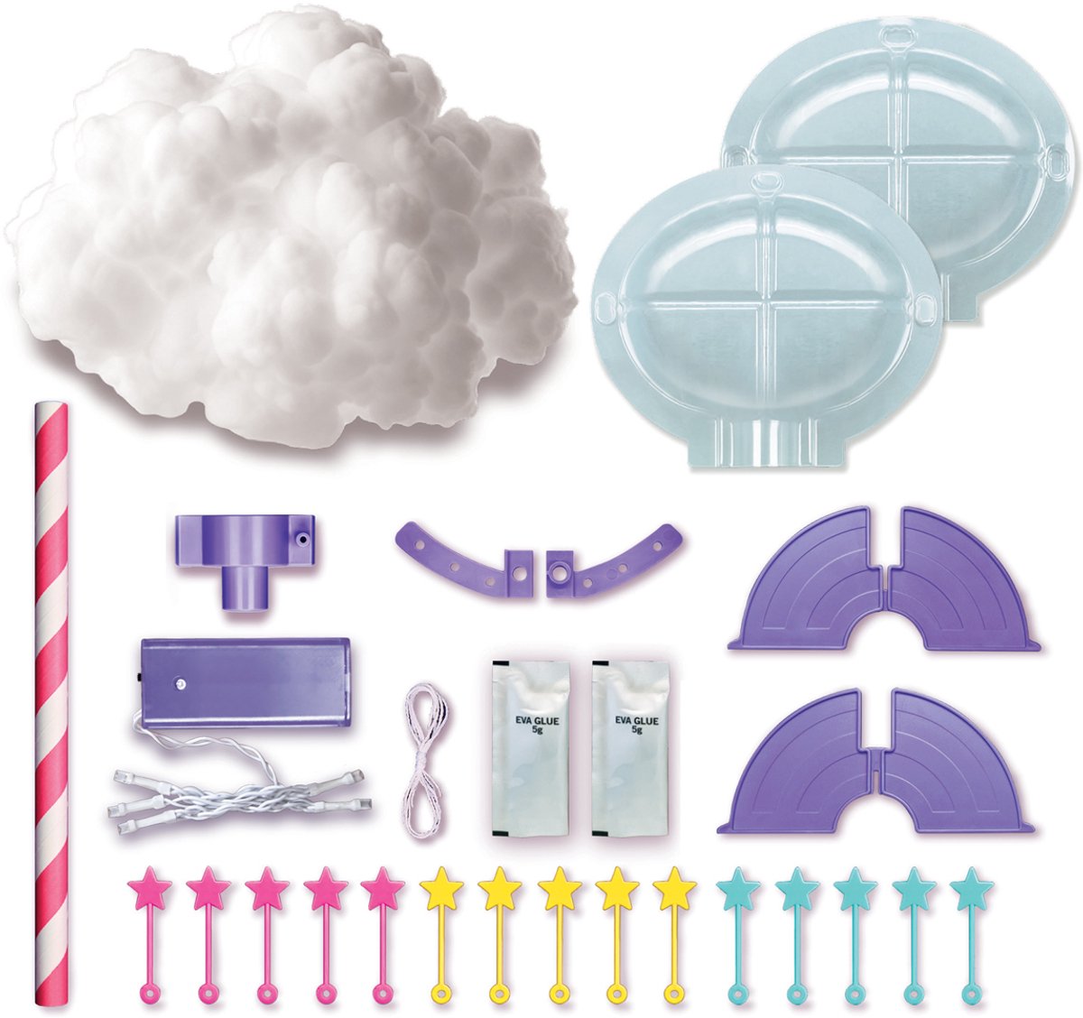4M knutselen - creëer een fluffy lichtwolk - led - glow in the dark accessoires - kidzmaker - 5+ afbeelding