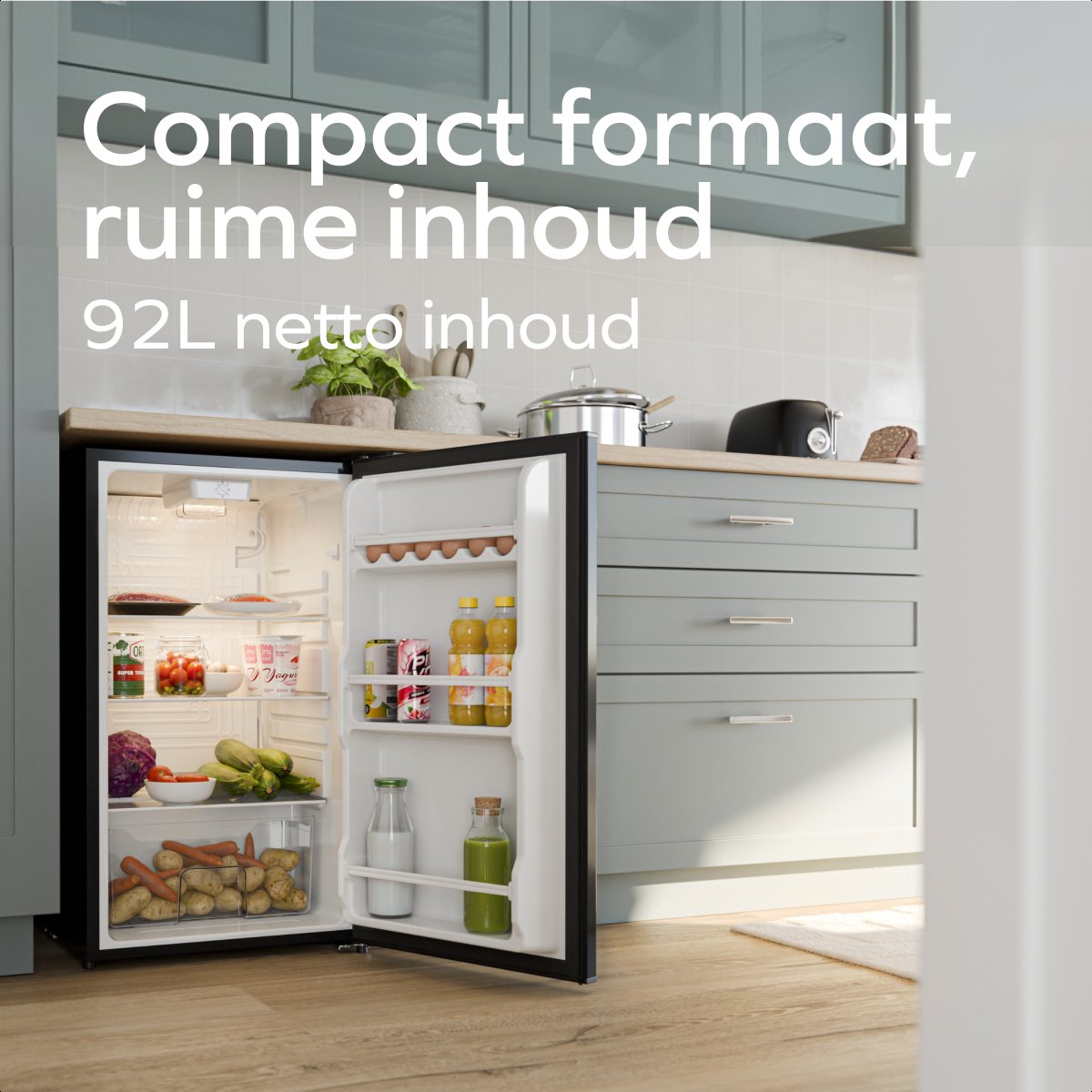 KitchenBrothers Koelkast - 92L - Tafelmodel - IJskast - Frigo - Vrijstaand - Zwart — afbeelding 4