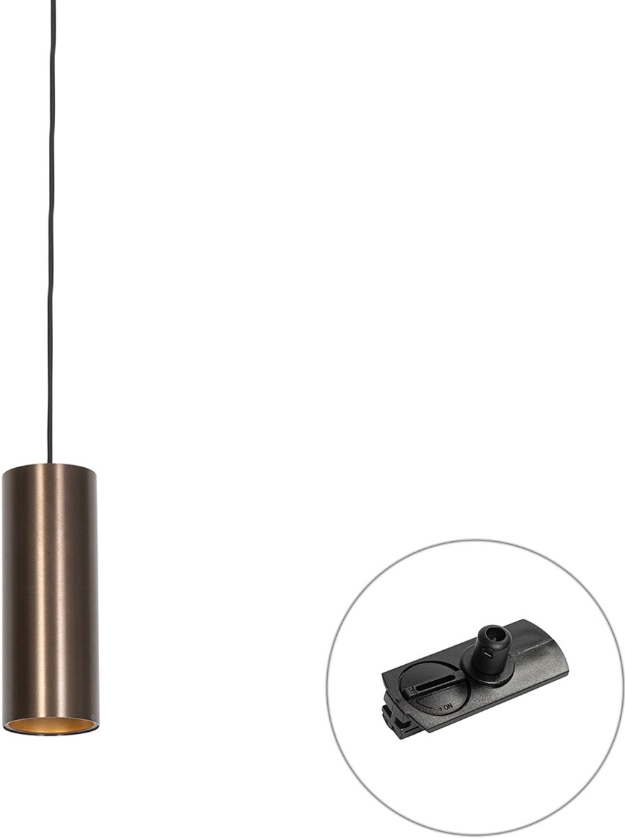 QAZQA Professional Design hanglamp donkerbrons incl. rail adapter 1-fase - Iconic Tubo