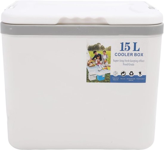 Draagbare Koelbox - Geïsoleerde Cooler Camping Koeler - Buitenactiviteiten - Lekvrij Ontwerp - 15 Liter - Wit — afbeelding 5