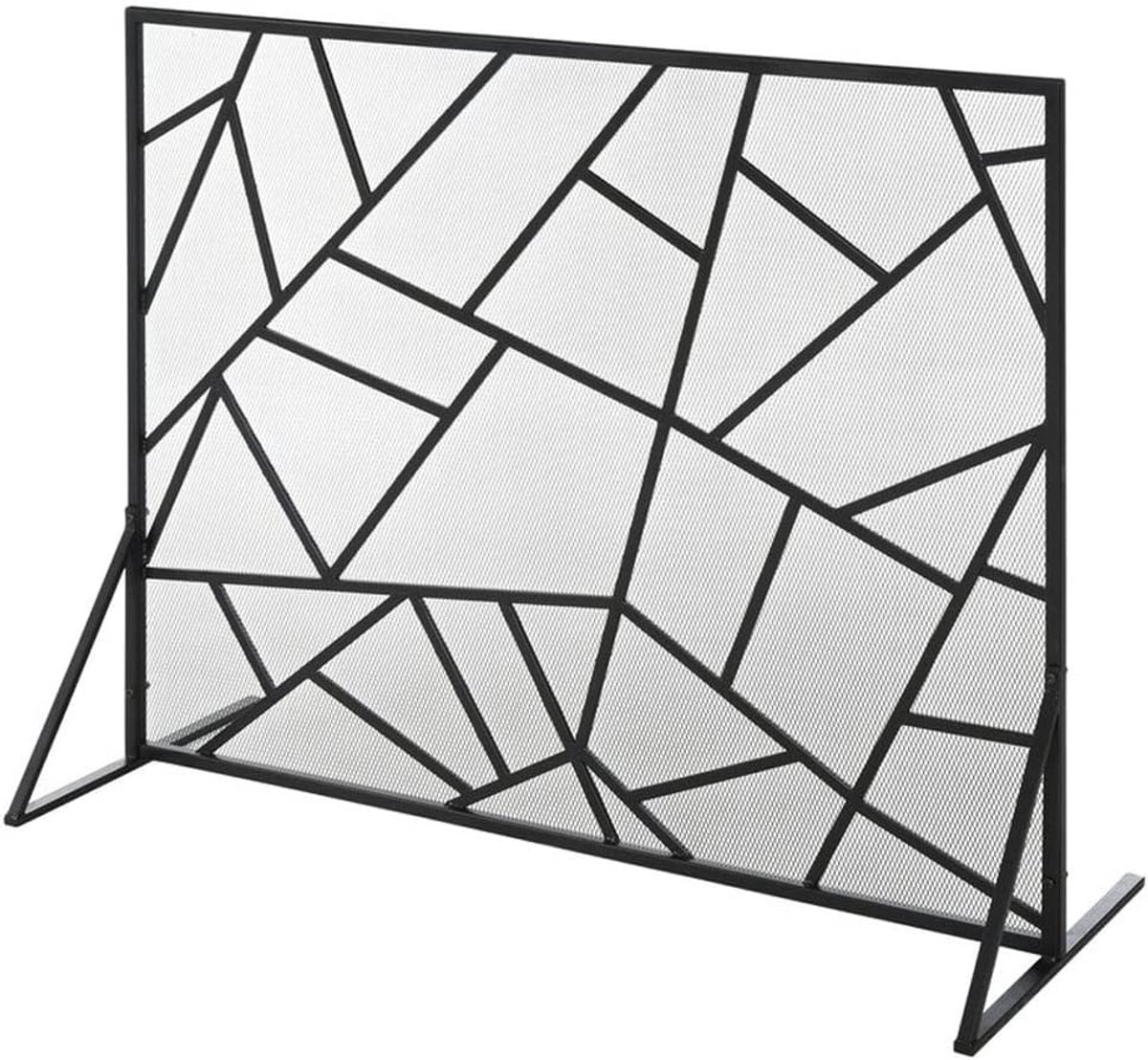 Haardscherm Decoratief - Open haard scherm - Veilig stoken - Eenvoudig smeedijzer - Zwart