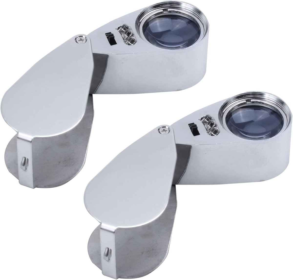 Led Zakloep - Juweleersloep Ooglus - Gedetailleerd Bekijken - Inclusief UV Licht - Compact Formaat - Zilverkleurig