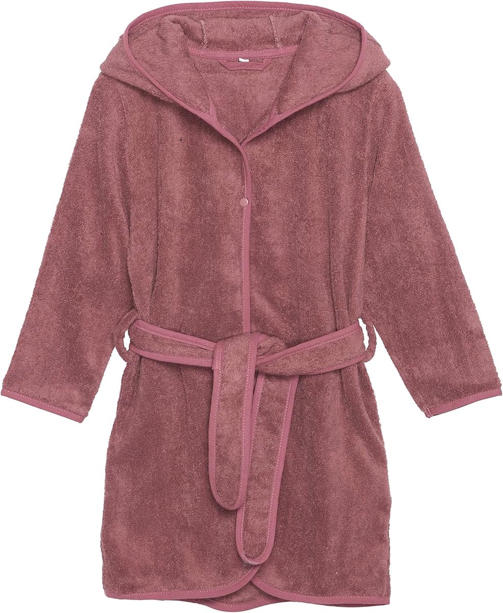 Kinder Badjas - Deken Badjas - Na Zwemmen - 100% Biologisch Katoen - 34x31x4cm - Roze Bruin