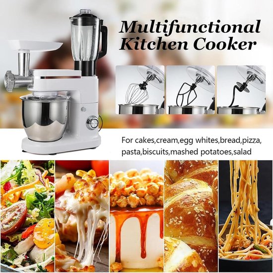 Keukenmachine - Keukenapparaat - Bakken en Mixen - 3-in-1 Multifunctioneel - 8L Kom — afbeelding 2