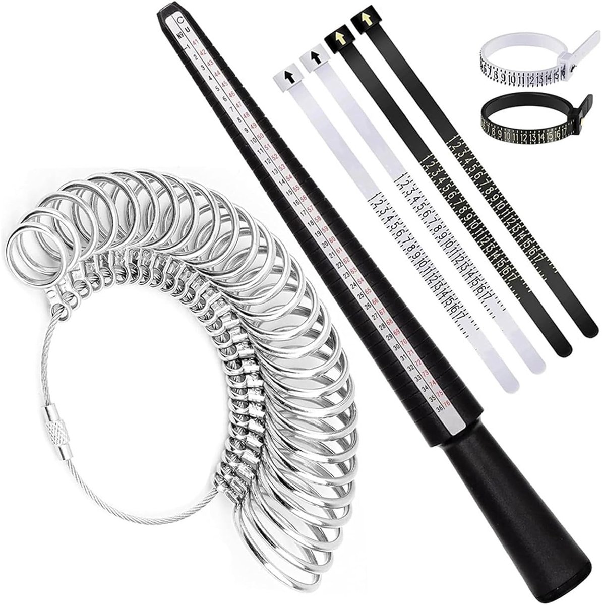 Ringmaat Gereedschap - Meet Set - Ringen Passen - Metalen Meetlat - 27cm Lengte - Zilverkleurig