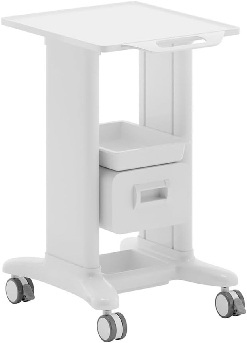 Werkwagen - Mobiele Trolley - Laboratorium Opslag - 360° Draaibare Wielen - 60x44x22 cm - Wit