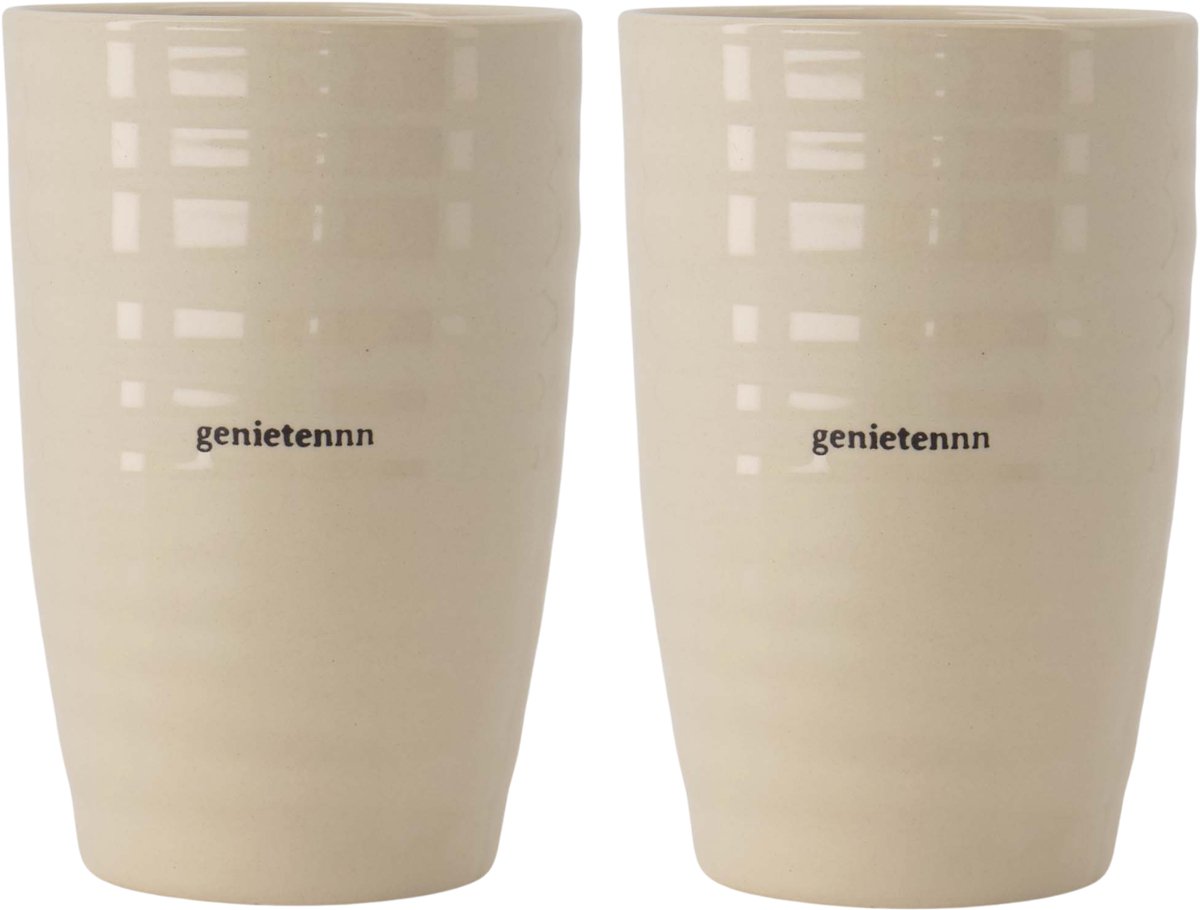 Zusss Set Van 2 Mokken L Genietennn - Cadeau Dames Keramiek Zand