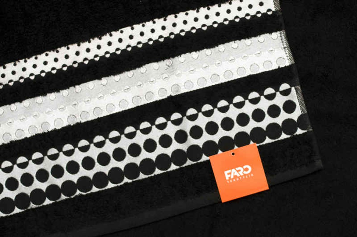 Faro Silver Serie - Handdoek - 70x140 cm - Zwart - Satijnen Rand