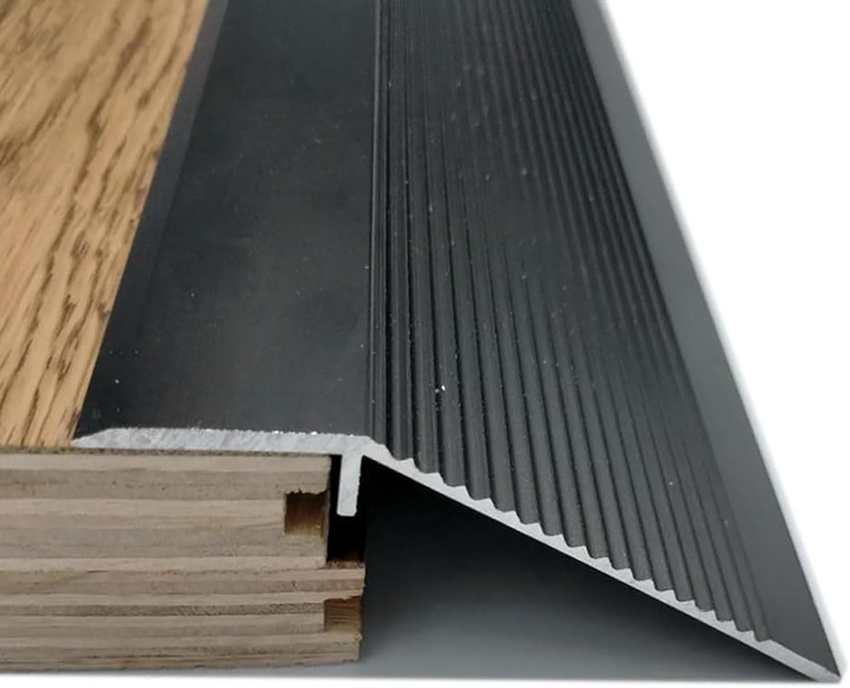 Drempelplaat - Overgangspaneel Instaphelling - Vloer Egaliseren - Antislip Snijdbaar Aluminium - 90cm Breed 10cm - Grijs