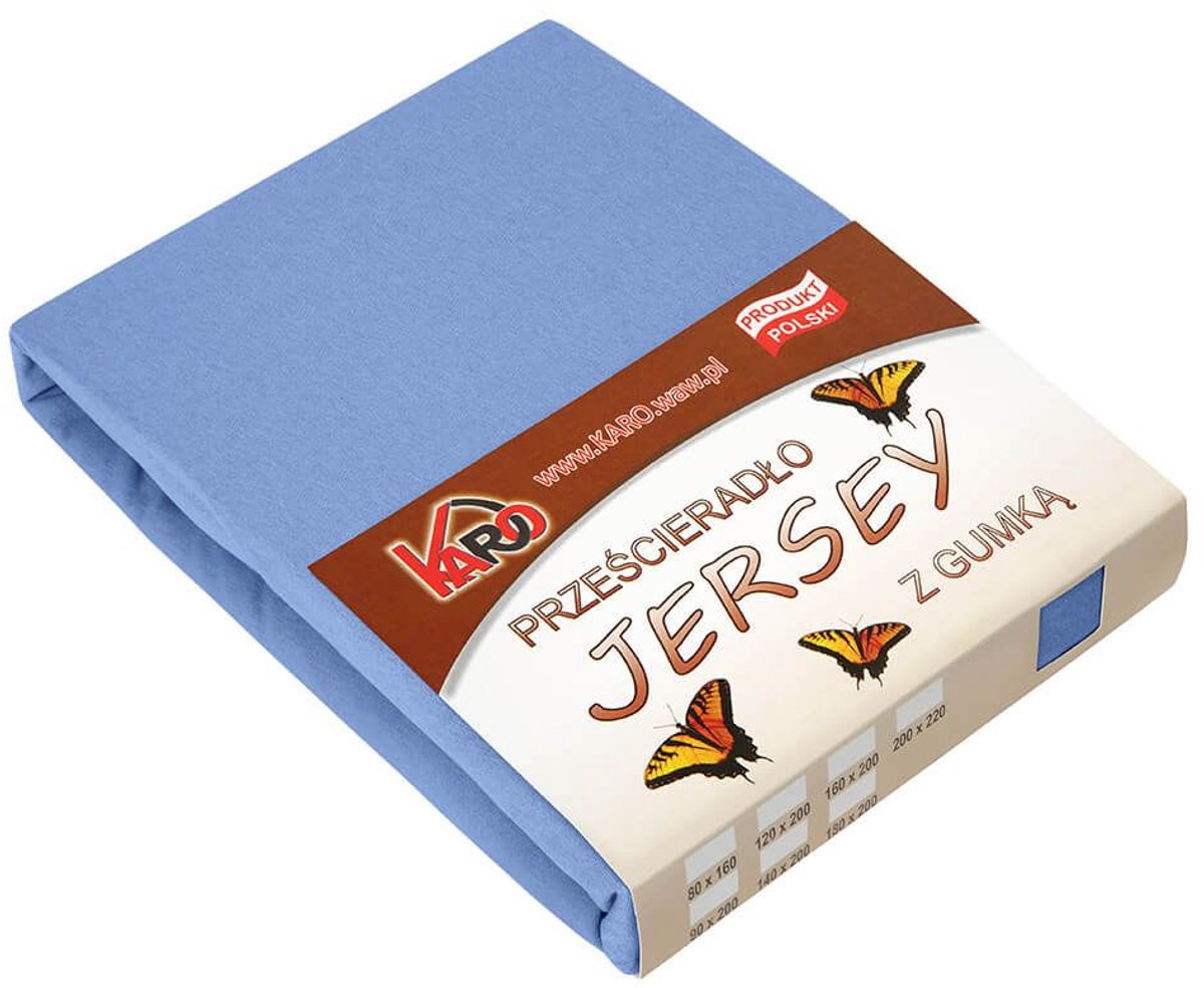 KARO - Jersey Hoeslaken - 90x200 cm - 150g/m2 - Blauw