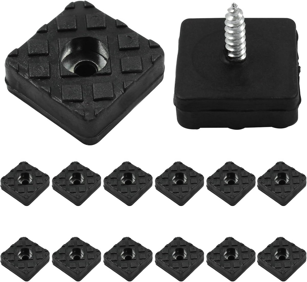 20 stuks Vierkante Vloerbeschermers voor Meubels 22x22mm Zwart Rubber
