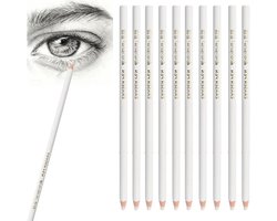 10 Stuks Zachte Gum voor Potloden - Wit - Kunstenaarsbenodigdheden - Schetsen en Illustraties - Houten Pen - Kolentekeningen - Precisie
