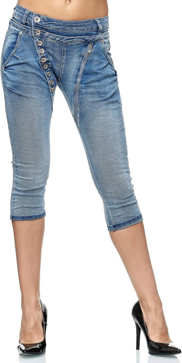 Dames 3/4 Slim Fit Jeans met Hoge Taille Capri Broek
