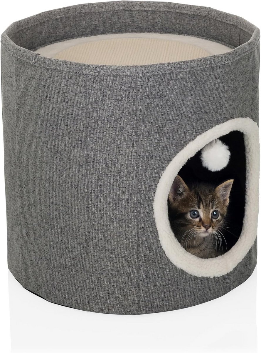 Opvouwbare Kattenmand met Krabplank en Speelbal Grijs