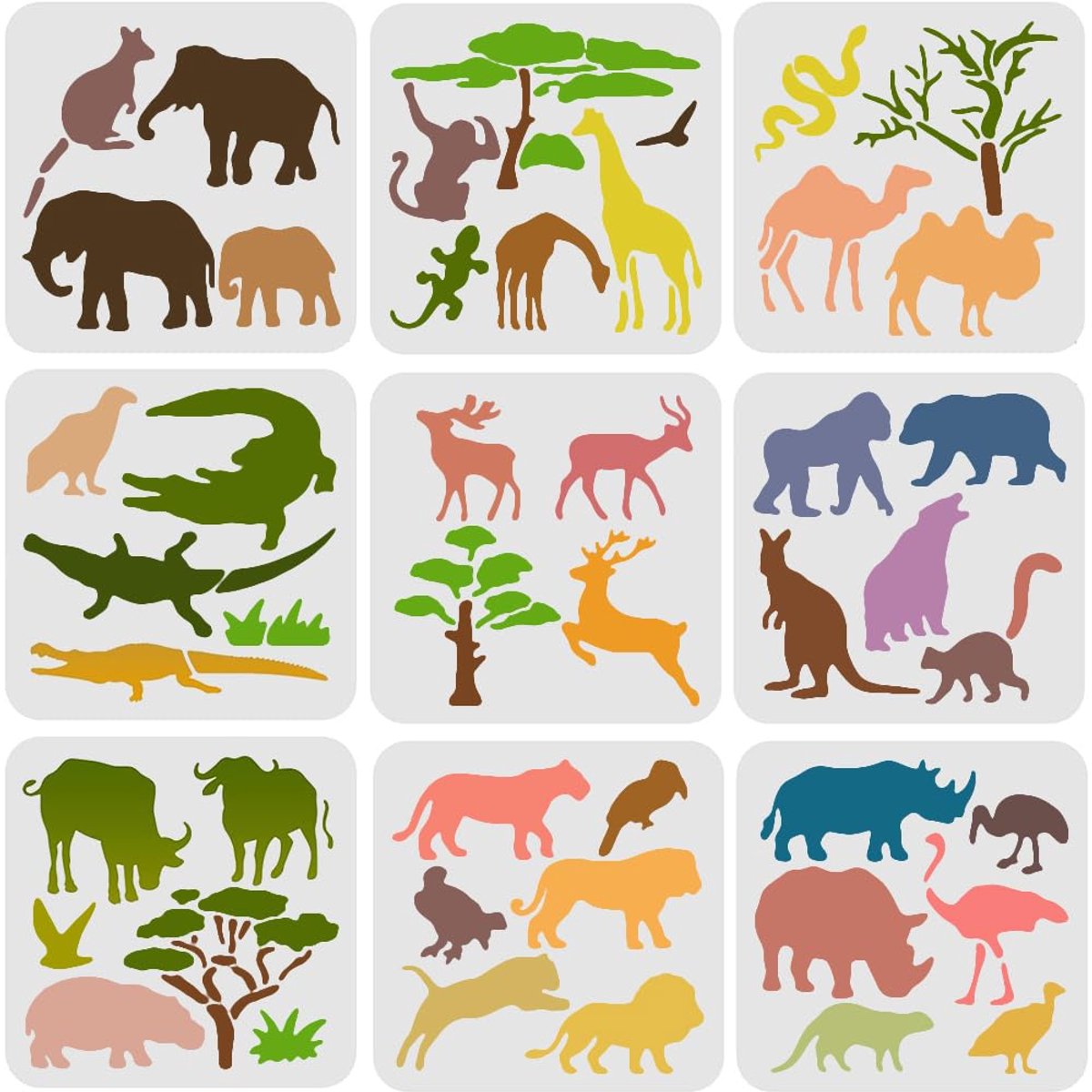 Stencils Dieren - Herbruikbare Schablonen - 20 x 20 cm