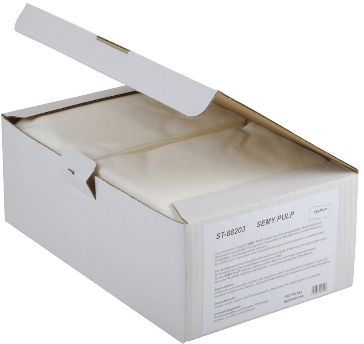 Poetsdoek in dispenserdoos 29 x 38 cm, 100 stuks, stofvrij en absorberend