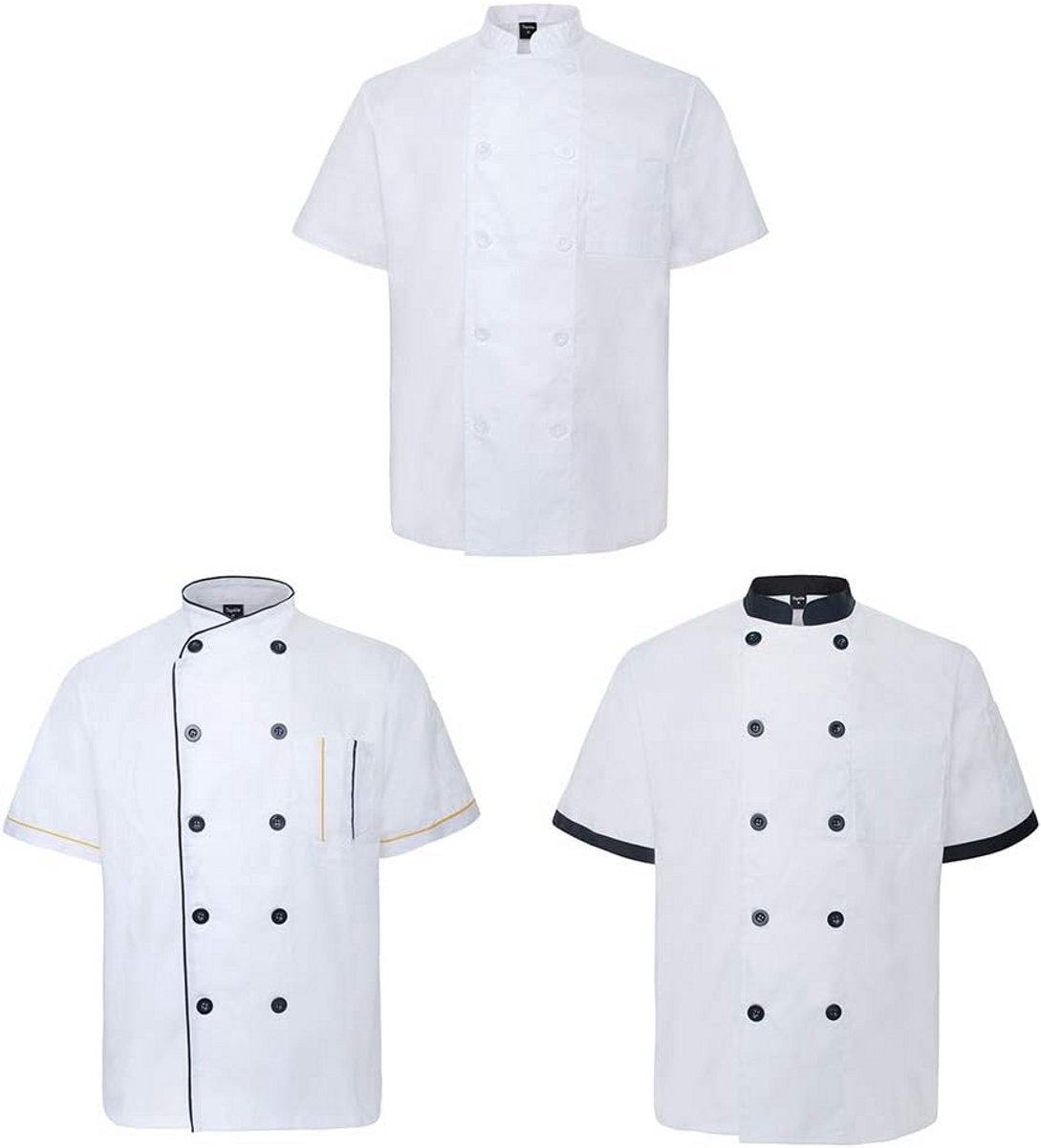 Professionele Koksbuis Set Kort Mouw 3-Pack Unisex