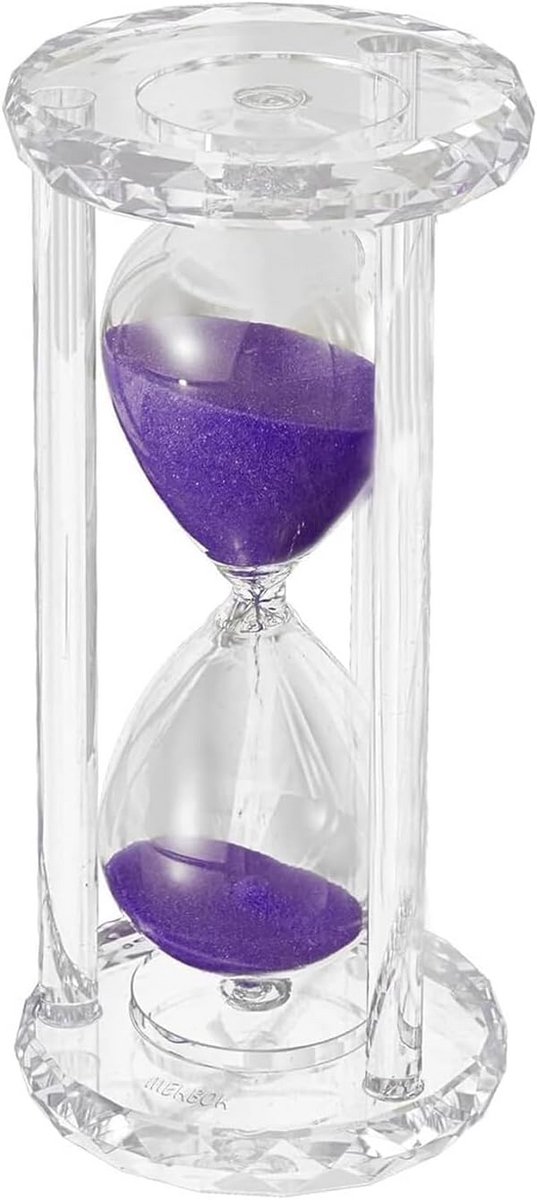 Zandloper Timer 30 Minuten met Paars Zand - Decoratief Glasuurwerk