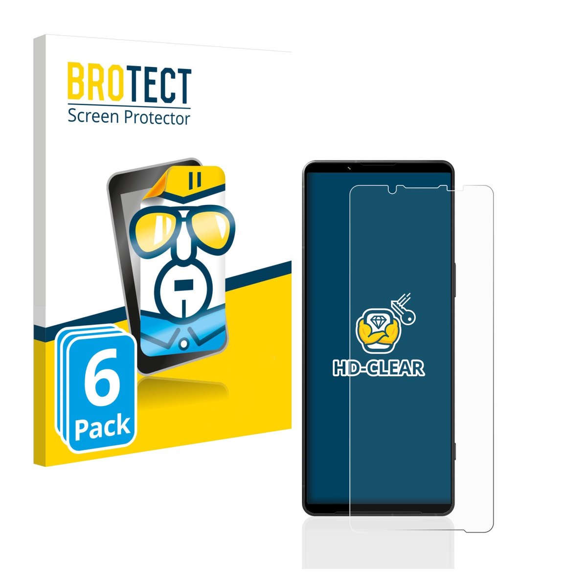 BROTECT - Screenprotector voor Sony Xperia 1 V - Folie Beschermfolie transparant 6 Stuks