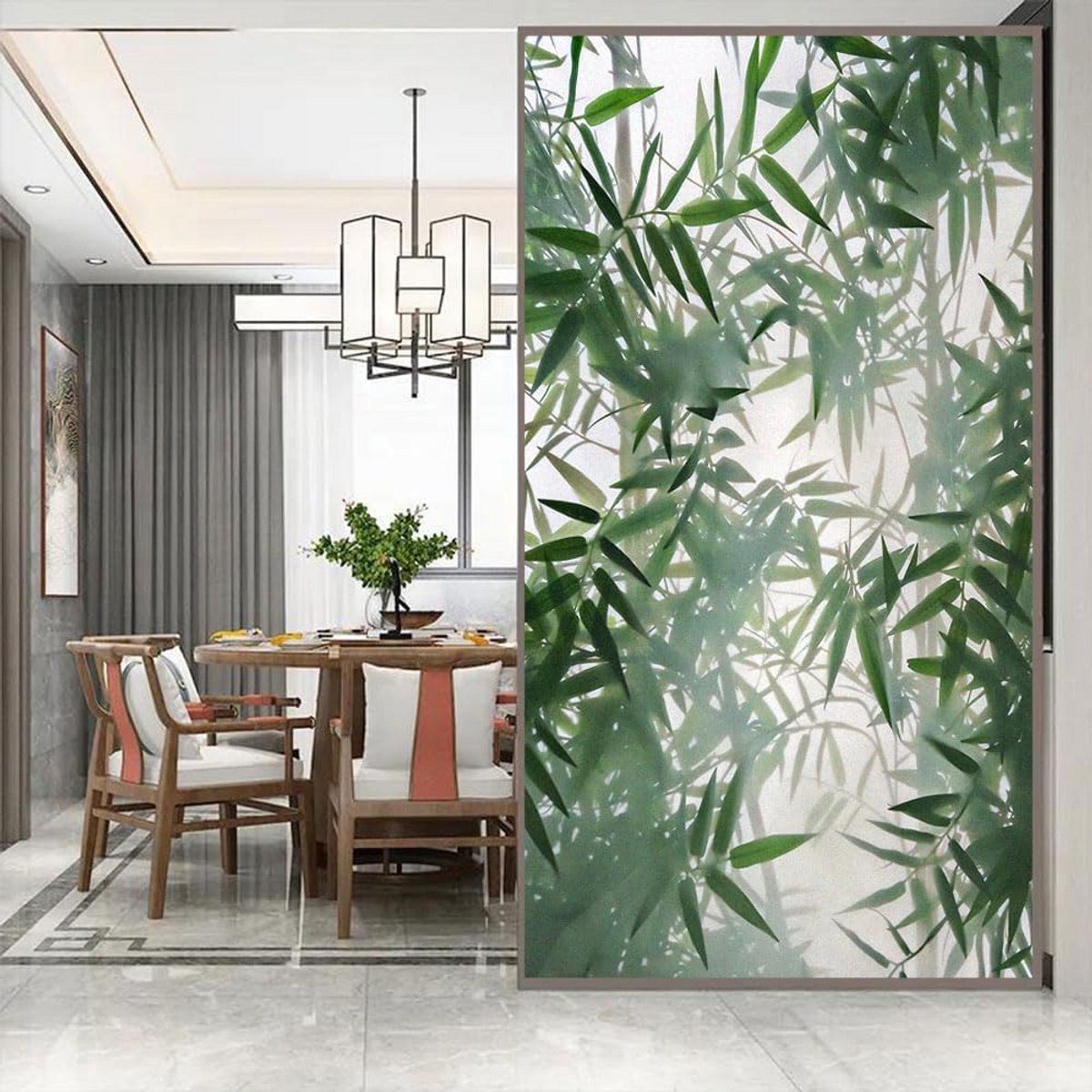 Decoratieve Statische Raamfolie met Bamboe Bladeren voor Privacy en Zonwering
