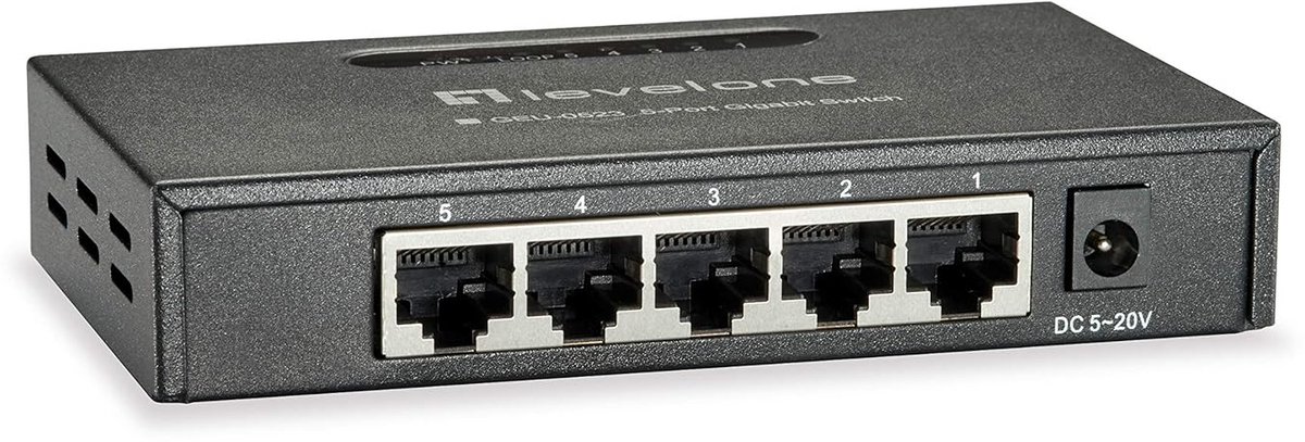 Gigabit Netwerk Switch 5 Poorten - Metaal - Plug & Play Router Uitbreiding