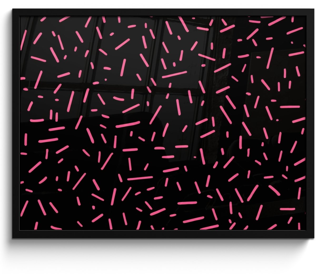 FrameYourWall Poster in lijst - Fotolijst 70x50 cm - Posters - Gaming - Streepjes - Roze - Abstract - Posterlijst zwart - Decoratie - Wanddecoratie woonkamer - Muurdecoratie slaapkamer Strepen