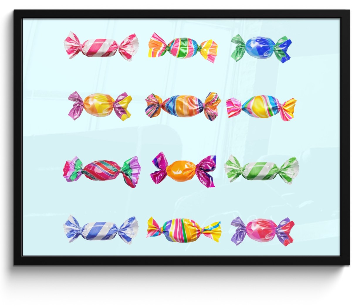 FrameYourWall Poster in lijst - Fotolijst 70x50 cm - Posters - Snoepjes - Realistisch - Kleurrijk - Posterlijst zwart - Decoratie - Wanddecoratie woonkamer - Muurdecoratie slaapkamer