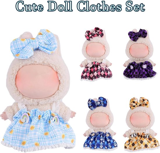 Poppenkleding Set 2 Delen Jurk met Strik voor Poppen van 17 cm — afbeelding 5