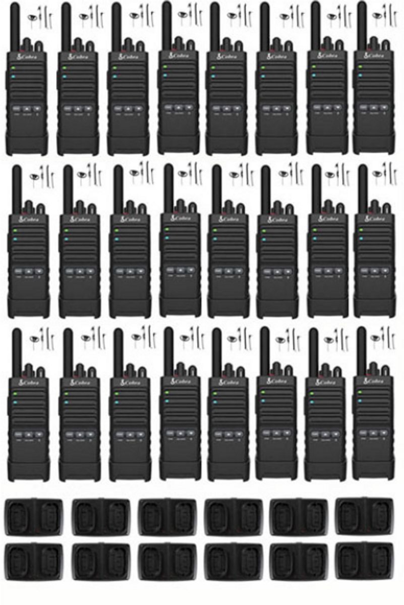 Set van 24 Cobra PX650 UHF PMR446 portofoons met D-shape oortje