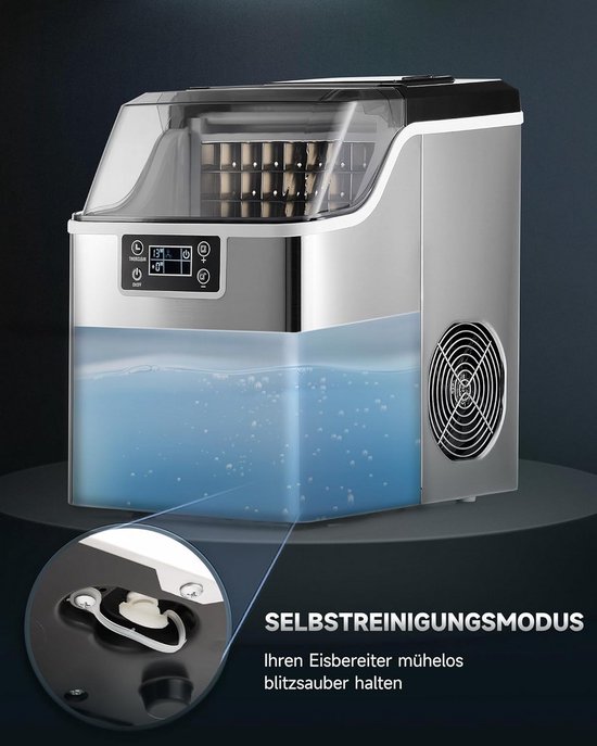 IJsblokjesmachine RVS 22 kg/24u met Zelfreiniging - Compact Tafelmodel — afbeelding 3