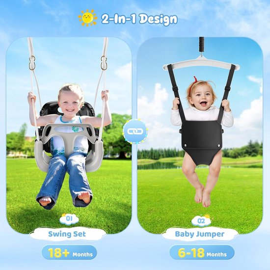Veilige 2-in-1 Babyschommel met Metalen Standaard voor Binnen en Buiten — afbeelding 4