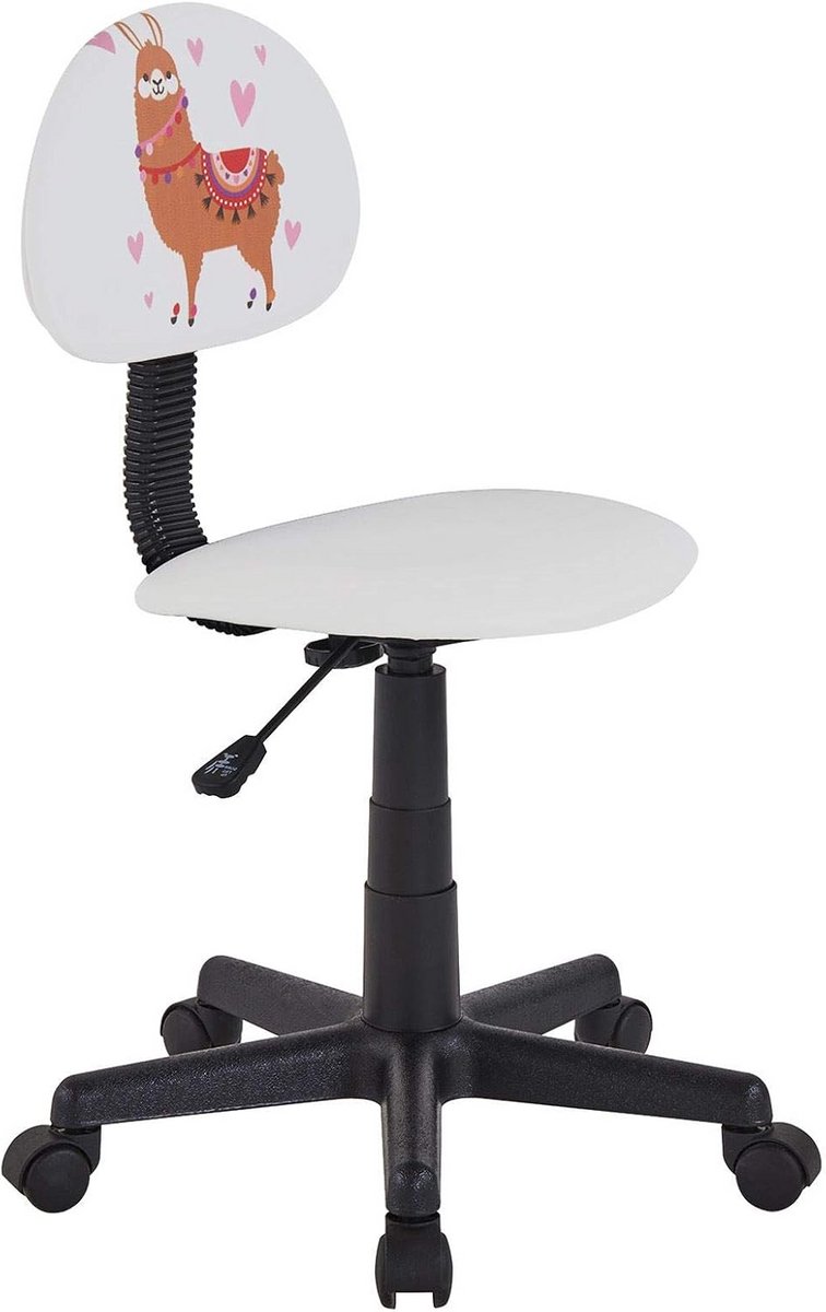 Draaistoel voor kinderen met lama-motief, in hoogte verstelbaar, ergonomisch, op wielen
