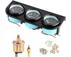 Universele 3-in-1 Auto Meter Set: Voltmeter, Watertemperatuur en Oliedrukmeting (52mm)