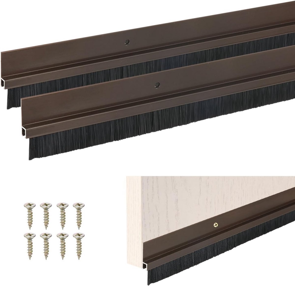 2-Pack Deuraltaafwerking Bodemveger met Nylon Borstel voor Tochtwering
