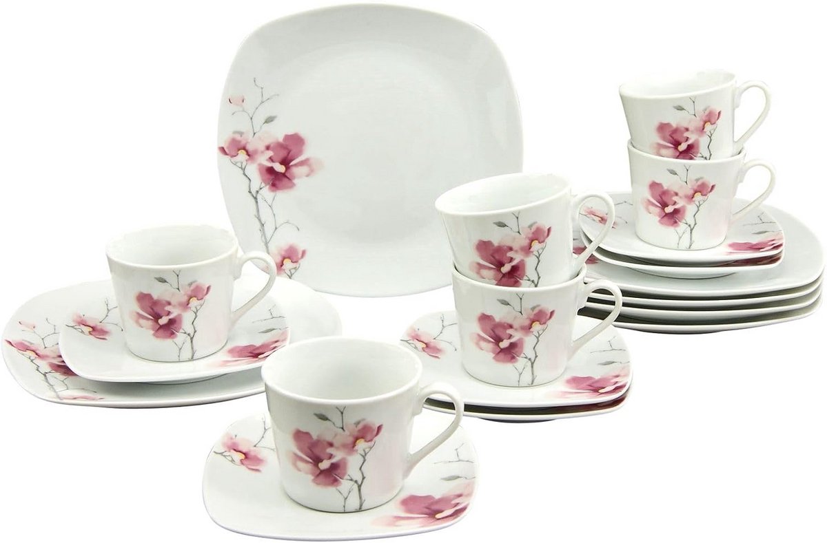 18-delige Koffieservies Set Porselein Meerkleurig