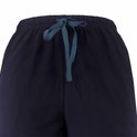 Donkerblauwe pyjamabroek met elastische tailleband en blauw trekkoord.