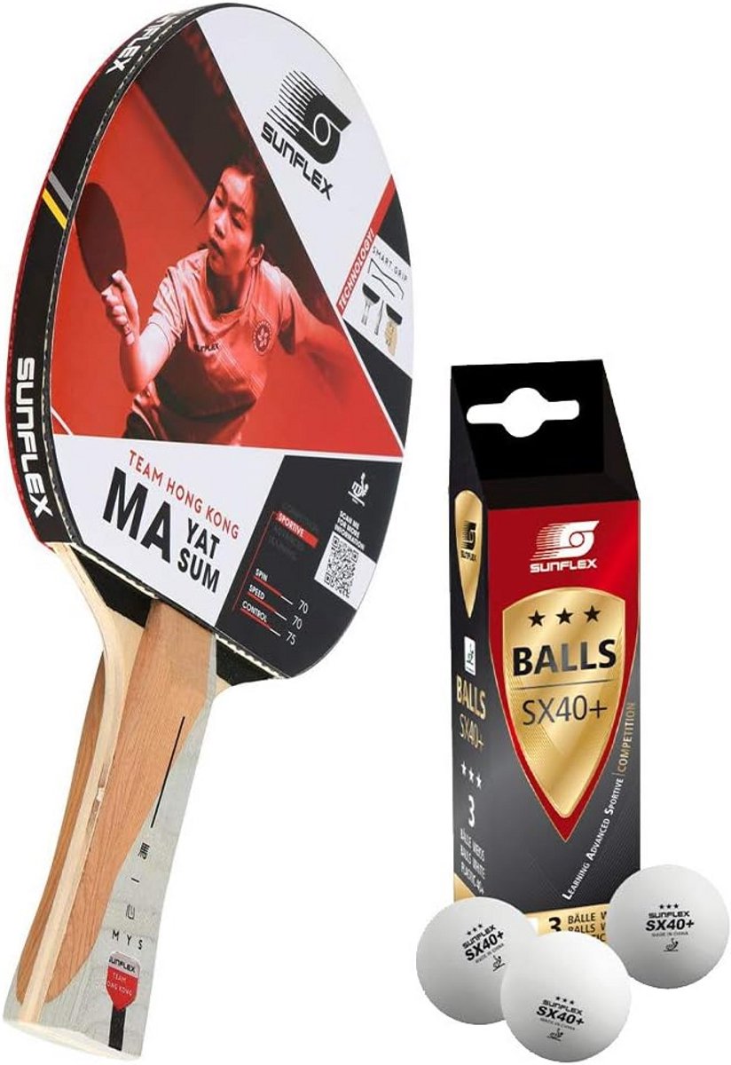 Tafeltennisbatje Set Inclusief 3 ITTF Goedgekeurde Tafeltennisballen – Professionele Kwaliteit