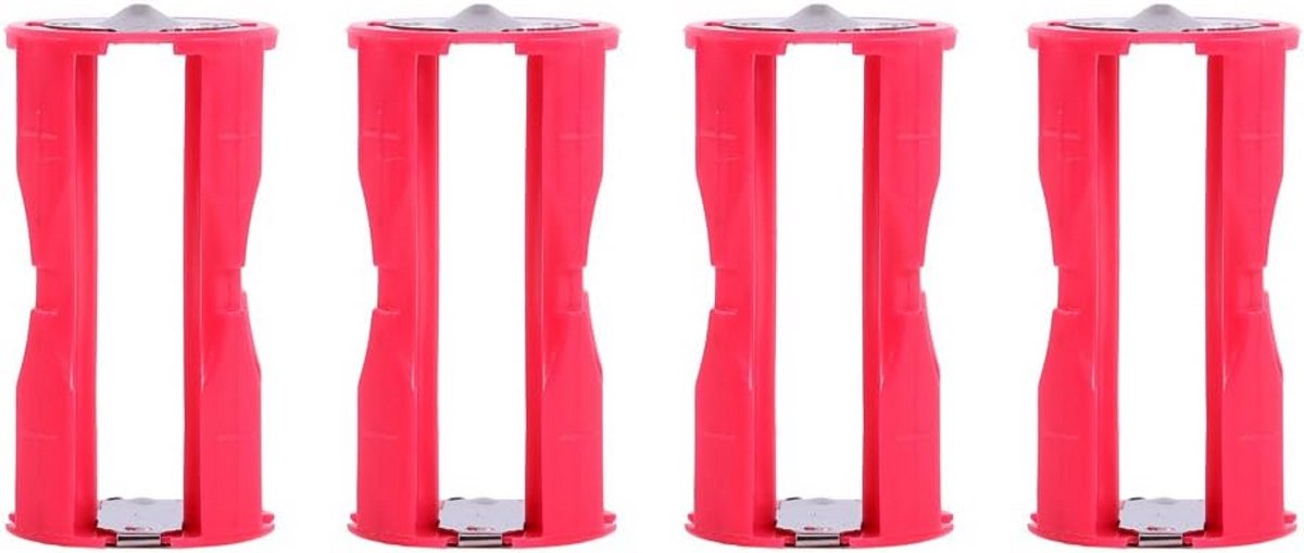 Batterij Adapter - Converter Houder - Apparaat Voeding - 4x AAA naar C - 4.8 x 2.5 cm - Rood