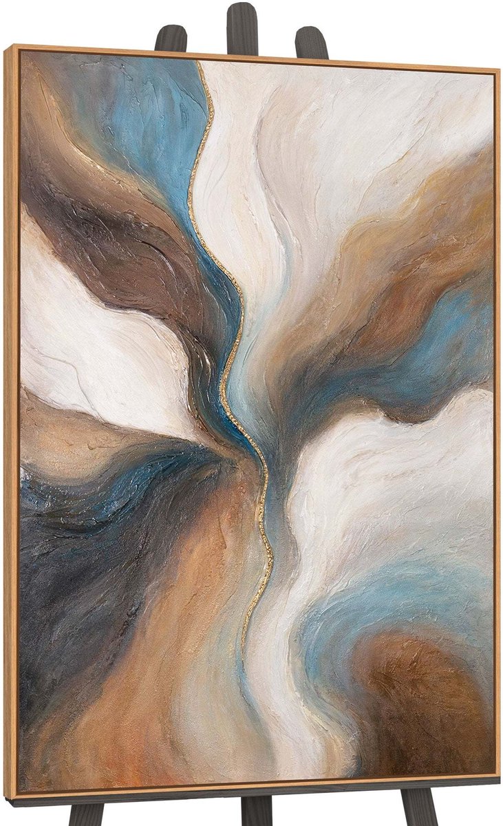 YS Schilderij "Verloop van de Tijd" - Handgeschilderd canvas schilderij - Wanddecoratie Abstract - Blauw - Zwart wit - Muurdecoratie woonkamer - Slaapkamer decoratie - Kamer accessoires - Abstract schilderij zwart wit - schilderij canvas Grey 120x80