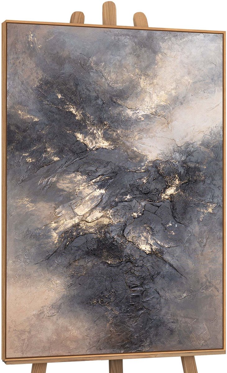 YS Canvas schilderij handgeschilderd heavenly glow abstract – YS-Art Gallery – Luxe wanddecoratie voor woonkamer – Modern schilderij voor slaapkamer en hal Wood