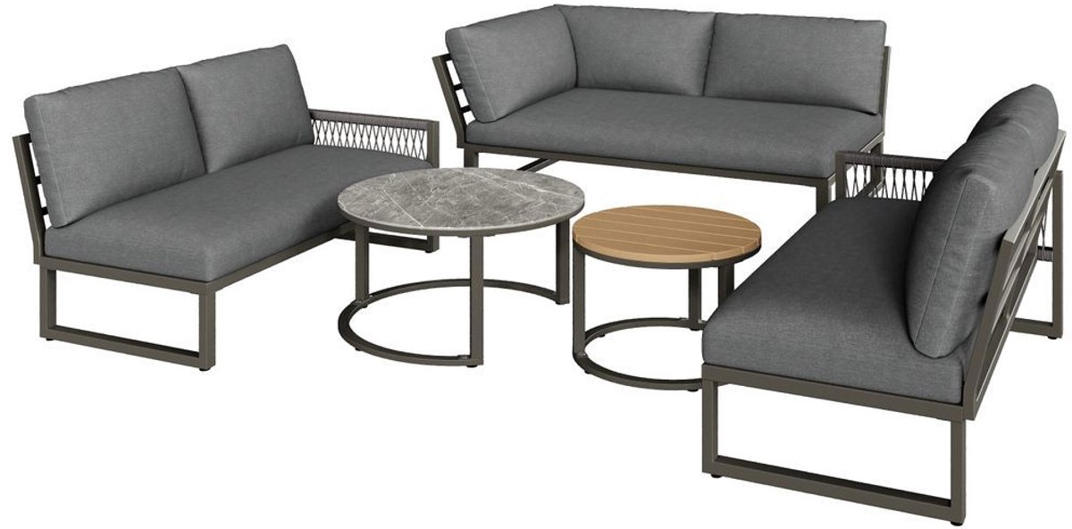 BLACKCOLORS Tuinset, meubelset voor 6-7 personen, hoekbank met gegalvaniseerd ijzeren frame, verstelbare poten, inclusief alle zit- en rugkussens, grijs thumbnail 8