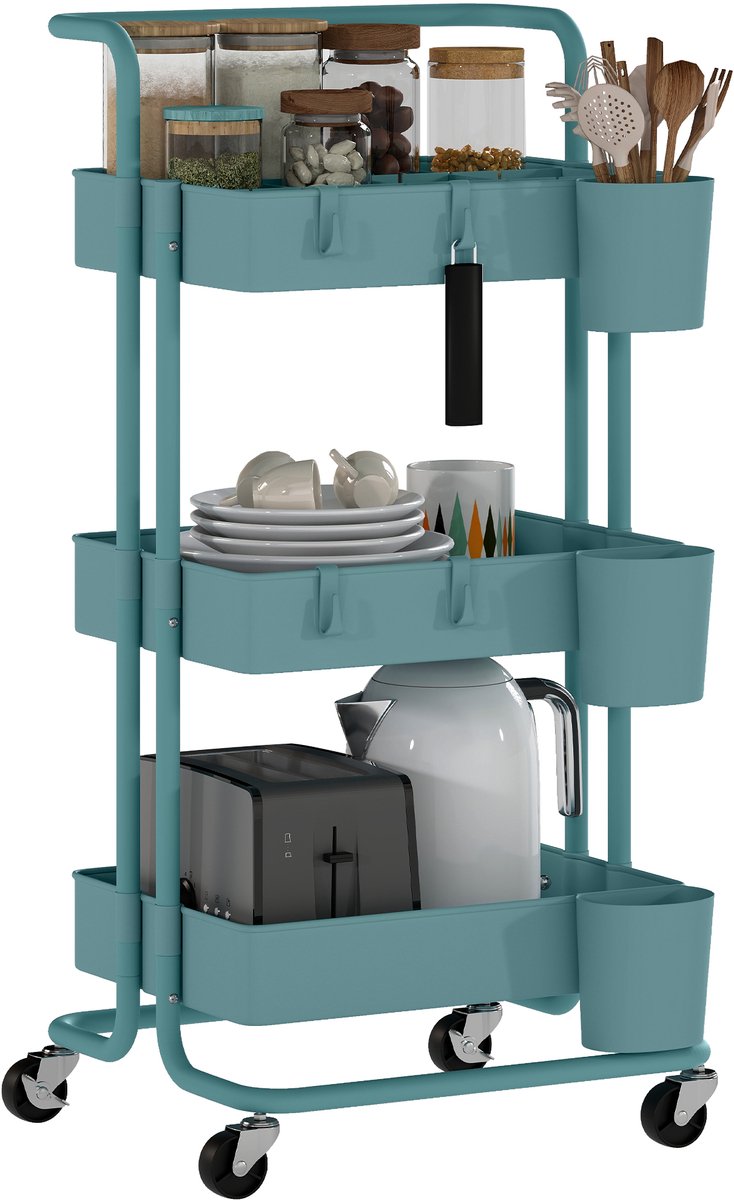 HOMCOM-Gebruikswagen-ABS-42x38x86,5cm-Wit