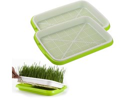 2-pack kiemschaaltjes – Tuingereedschap - Plantpotjes – Voor thuis kiemen en planten – Kunststof – Groen