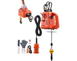 VEVOR Elektrische Lier, 500 Kg Hefvermogen, 3-In-1 Elektrische Takel, 1500 W, 7,6 M Hefhoogte, 5 M/Min, Met Handmatige, Bedrade en Draadloze Afstandsbediening voor Fabriek, Magazijn en Garage