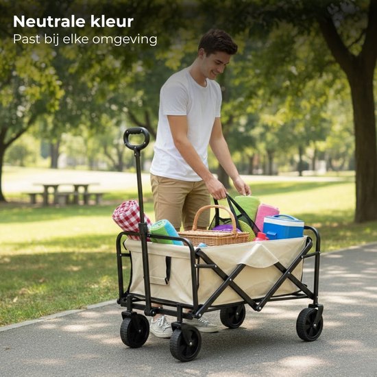 Lomera Bolderkar - Bolderwagen - Opvouwbare Bolderkar - Strandkar - Trekkar - Bolderkar Strand - Beige Bolderkar - Bolderkar Opvouwbaar - Trekkar Strand - Bolderkar Met Wielen van Merkloos — afbeelding 2