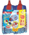 Vileda SuperMocio 3Action mop navullingen, 2 stuks. Blauw met rode stippen.