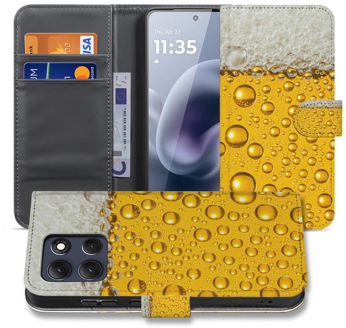Book Cover Motorola Moto G86 Met Bier Print
