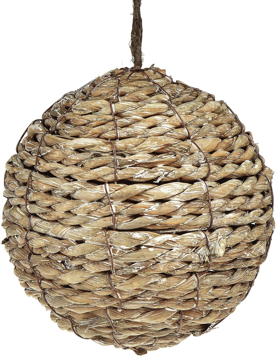 Decoratieve ballen voor het ophangen van ballen strogrijs Ø15cm 3st, 3