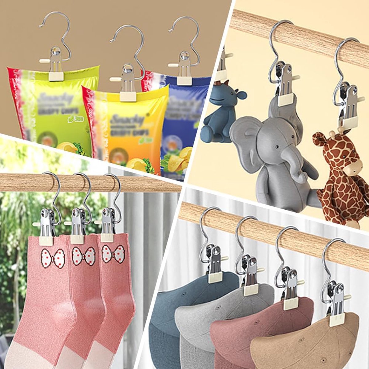 Ruimtebesparende S-vormige Hangers met Clips voor Kleding, Hoeden en Laarzen (10 stuks)